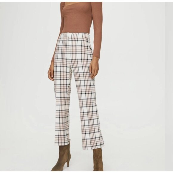 Aritzia Pants - Aritzia Wilfred Cream Espace/Rustique Lily Genie Check Flared Trouser Pants 2